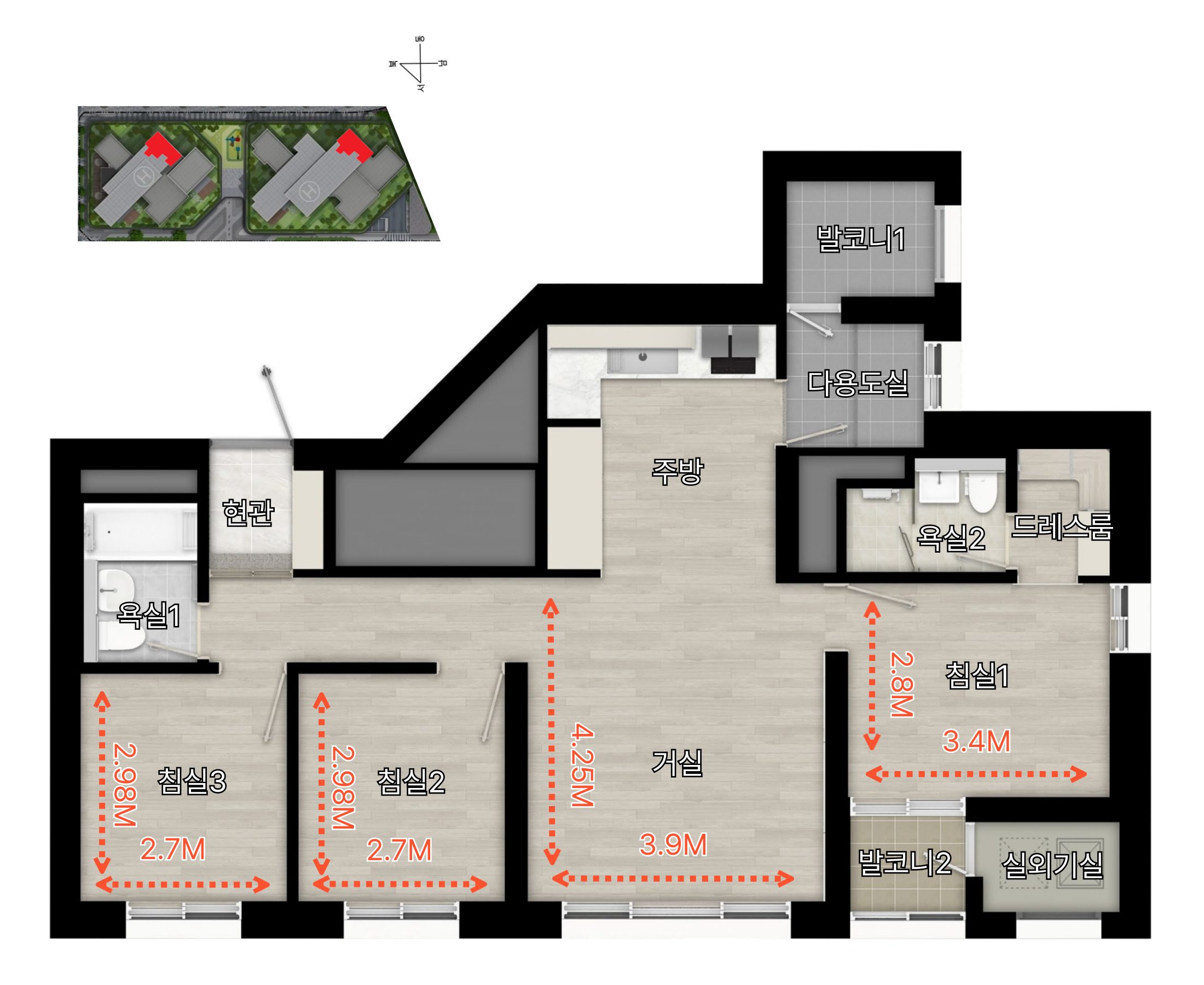 가경동 센트럴플래티넘 59B 타입 평면도 썸네일